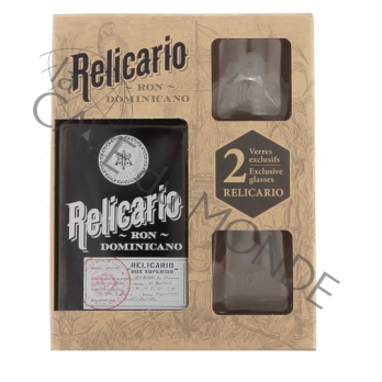 Rhum République Dominicaine Relicario Coffret 2 Verres 40° 70cl